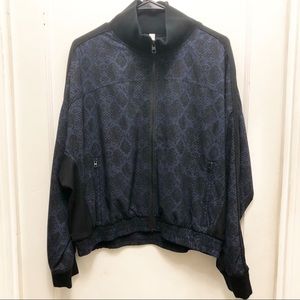 Athleta Brooklyn Track Bomber Jacket. Python Print. Size Large
